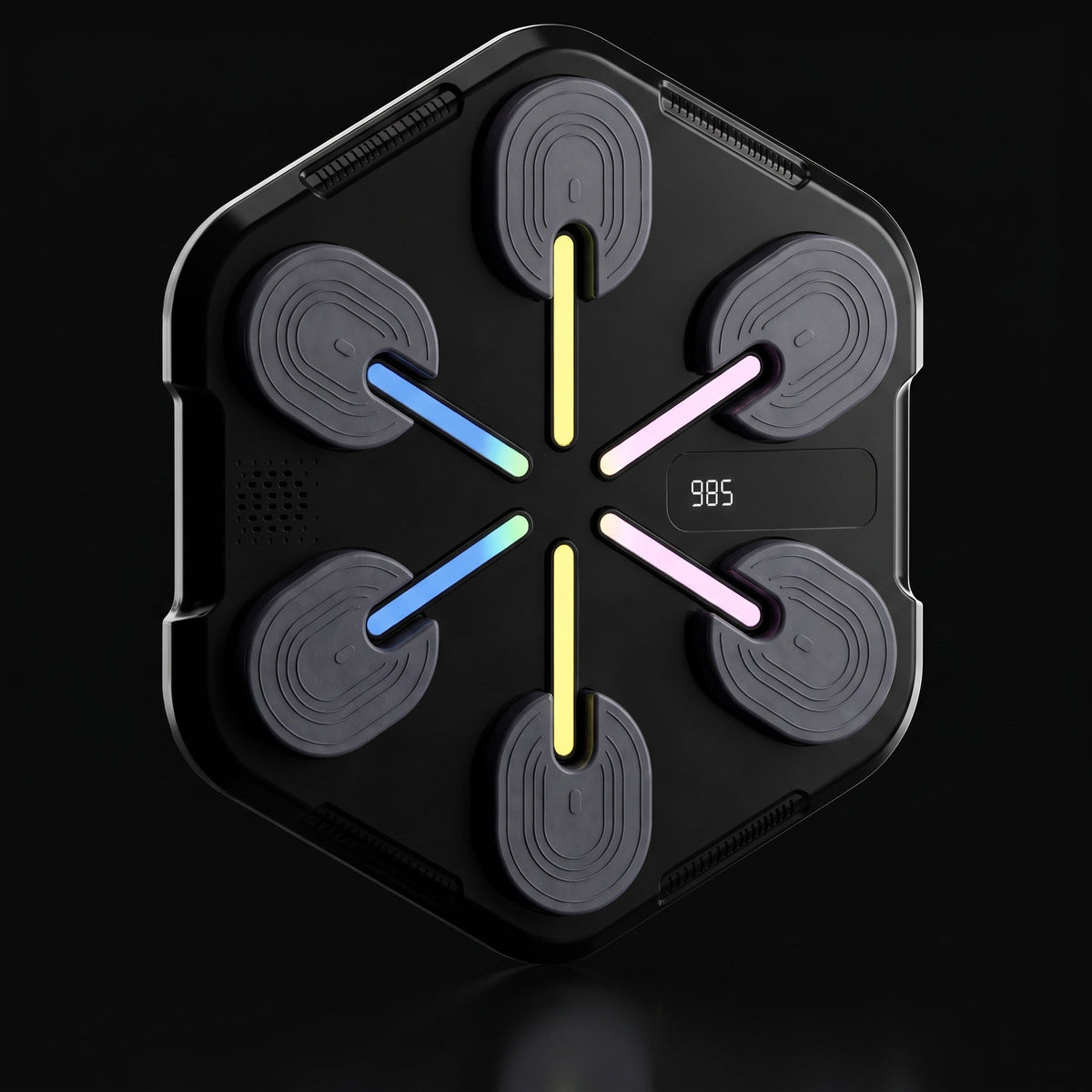 BOX-COMBO music boxing machine, hexagonal wall target with RGB light bars
