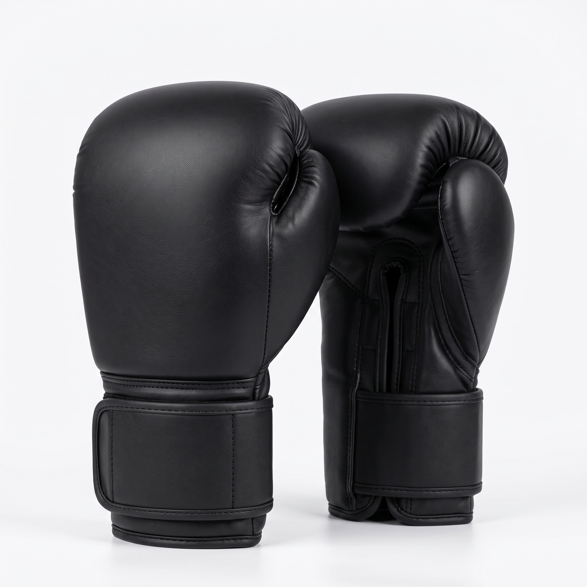 Plain matte black boxing training gloves, pair, kids and adult sizes