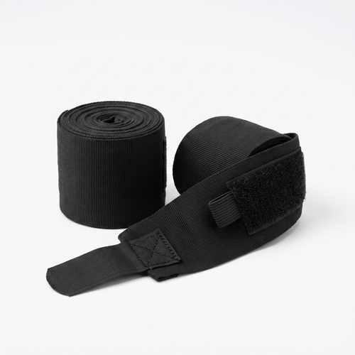 Matte black 180-inch boxing hand wraps, rolled pair